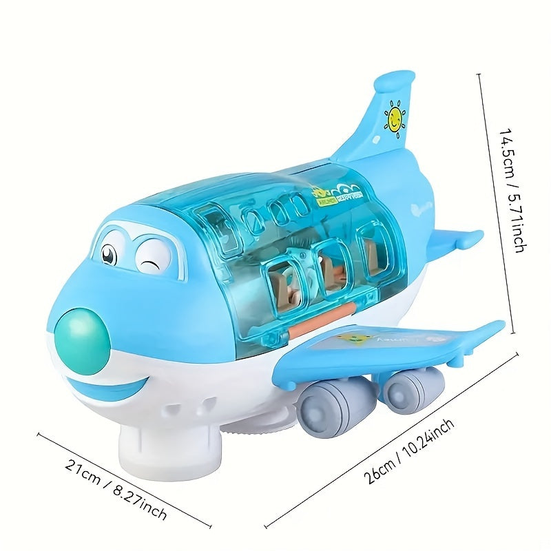 Automatic Walking Airplane Toy 360° Rotation, Lights and Music - Automatic Opening, Obstacle Avoidance, Pink\u002FBlue, All-round Movement, Automatic Switching, Accessories Random Color, Battery Not Included