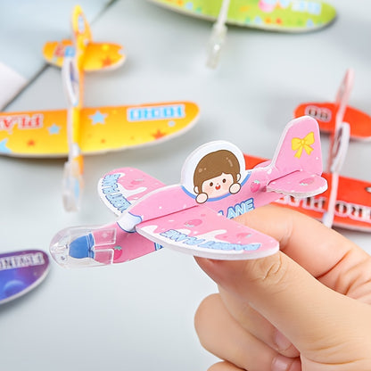 10pcs Mini Foam DIY Puzzle Glider Toy - Hand Thrown Small Plane Aviation Model - Party Reward Gift for Christmas Halloween Thanksgiving