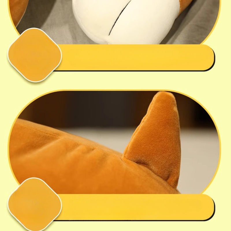 Plush Pillow of a Lying Dog, a Large Stuffed Toy for Cuddling And Sleeping on The Bed.