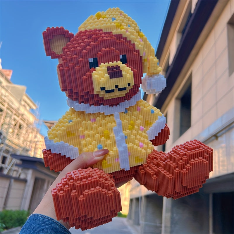 9000pcs Pajamas Teddy Bear Cute Animal Building Blocks Handmade DIY Jigsaw Living Room Tabletop Decoration Boy Girl Birthday Gift Pendant Decoration