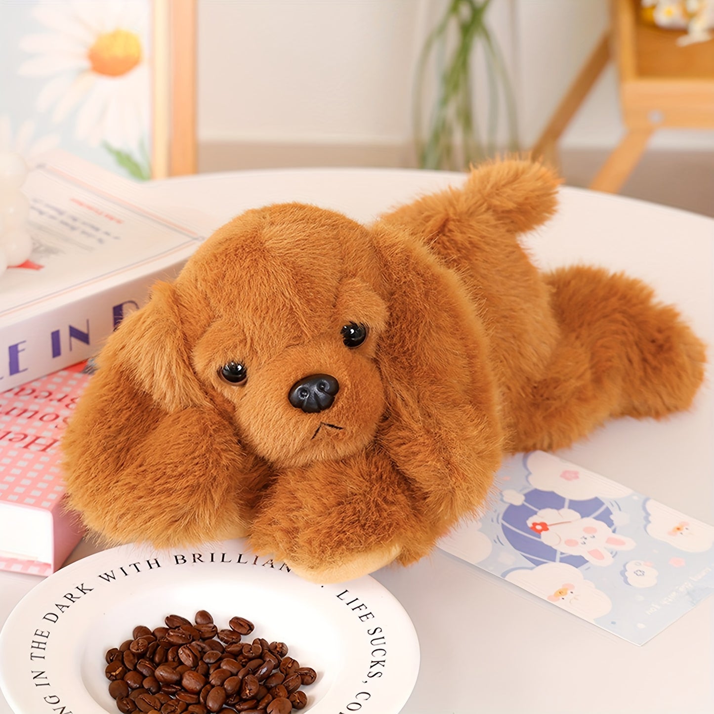 30Cm\u002F11.81In Lying Dog Plush Toy Simulation Planky Dog Doll - Black, White, Brown, Gray Stuffed Animal Soft Kawaii Plushies - Cuddle Pillow, Cute Plushies - Birthday, Valentine'S Day