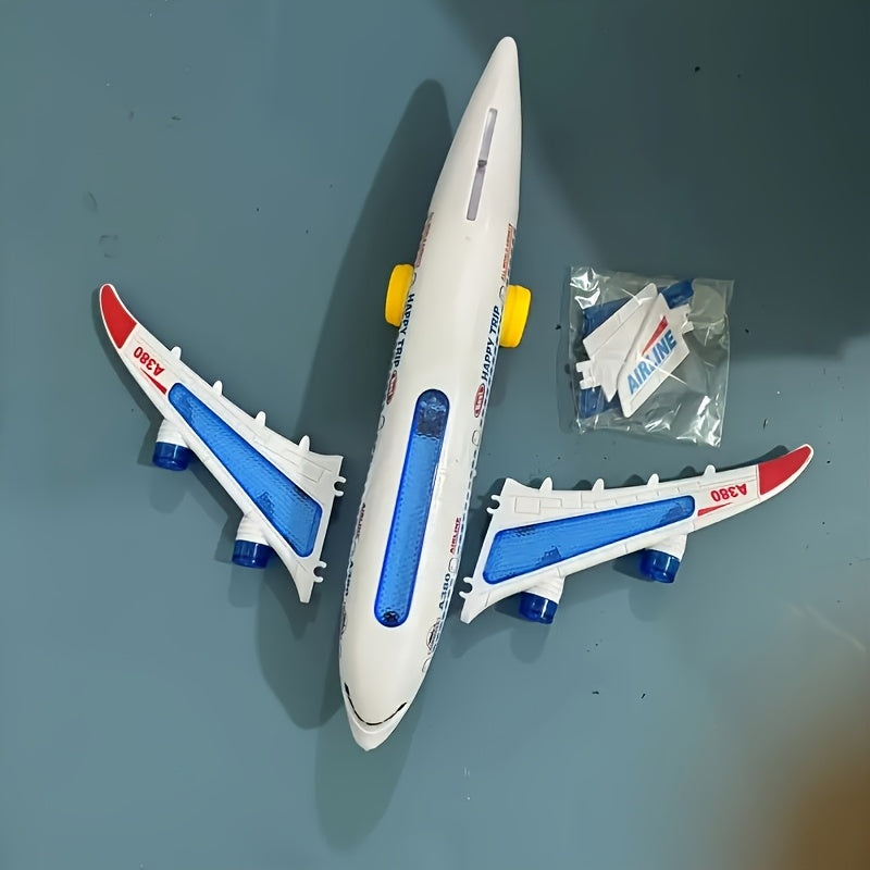 1pc Aeroplane Toy Airbus Electric Universal Plane, Dream Airbus Aviation Model Toy, Color: White, Material: Other Plastic