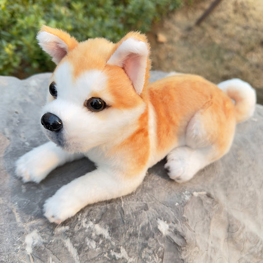 11.02in Realistic Akita Dog Plush Stuffed Toys Cute Animal Dog Doll Soft Puppy Toy For Kids Birthday Gift