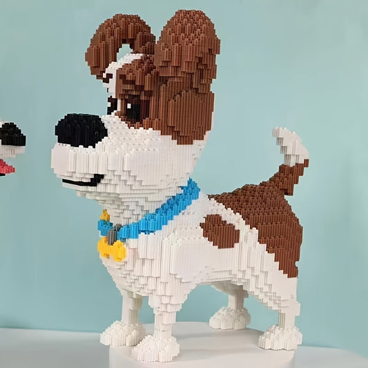 4600pcs Micro Dog Building Blocks Toy - Cute DIY Puzzle with Brown & White Pixelated Design, Interlocking Plastic Bricks for Parties, Gifts, and Creative Fun, Creative Building Toy | Playful Design | Interlocking Pieces