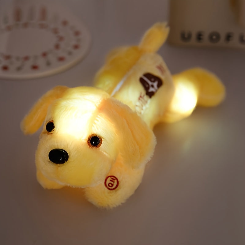 Soft Glow-in-the-Dark Plush Dog Toy - Stuffed Animal Companion in White, Pink, Blue, Yellow - Perfect for Home Decor & Gifts