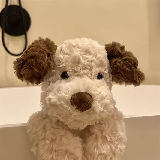 Soft & Fluffy White Dog Plush Toy - Adorable Cartoon Stuffed Animal with Brown Ears, Perfect for Home Decor, Sofa, or Room Accent | Ideal Gift for Holidays, Birthdays, and Friends & Family, Stuffed Plushies