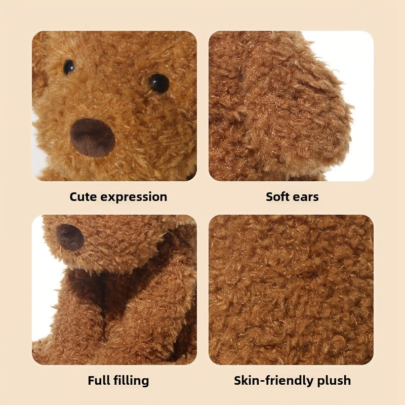 Cute Coffee Brown Plush Puppy Dog Toy, Soft Polyester Stuffed Animal, Ideal Birthday Gift for 0-3 Years Old