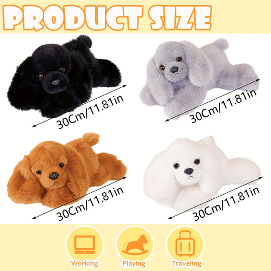 30Cm\u002F11.81In Lying Dog Plush Toy Simulation Planky Dog Doll - Black, White, Brown, Gray Stuffed Animal Soft Kawaii Plushies - Cuddle Pillow, Cute Plushies - Birthday, Valentine'S Day