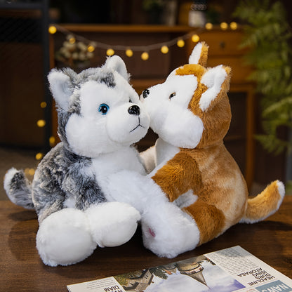 Light Up Husky Stuffed Animal Dog, Soft Plush Doll, Night Light Puppy Toy Pillow, Holiday Birthday Gift