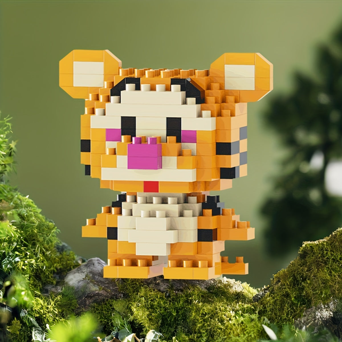 Tiger Mini Particle Building Blocks Cartoon Series for Kids, Toy, Educational Construction Set, Gift for Girls, Birthday Present, Yellow, Ages 6+, ABS Material