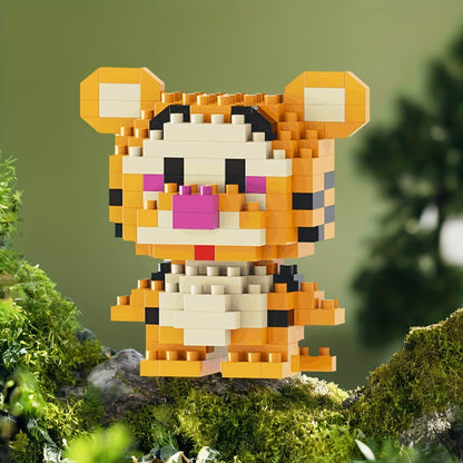 Tiger Mini Particle Building Blocks Cartoon Series for Kids, Toy, Educational Construction Set, Gift for Girls, Birthday Present, Yellow, Ages 6+, ABS Material