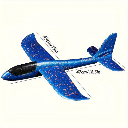 2 Pcs Large Outdoor Beach Foam Airplane, Hand Throwing Spinning Toy with Blue Color and Fun Throwing Experience