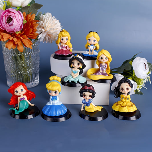 8pcs Princess Series Decoration Set - PVC Dolls, including Snow White, Ariel and more - Perfect for bedroom, desktop or car display - A cute gift for fans