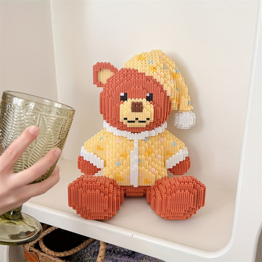 9000pcs Pajamas Teddy Bear Cute Animal Building Blocks Handmade DIY Jigsaw Living Room Tabletop Decoration Boy Girl Birthday Gift Pendant Decoration