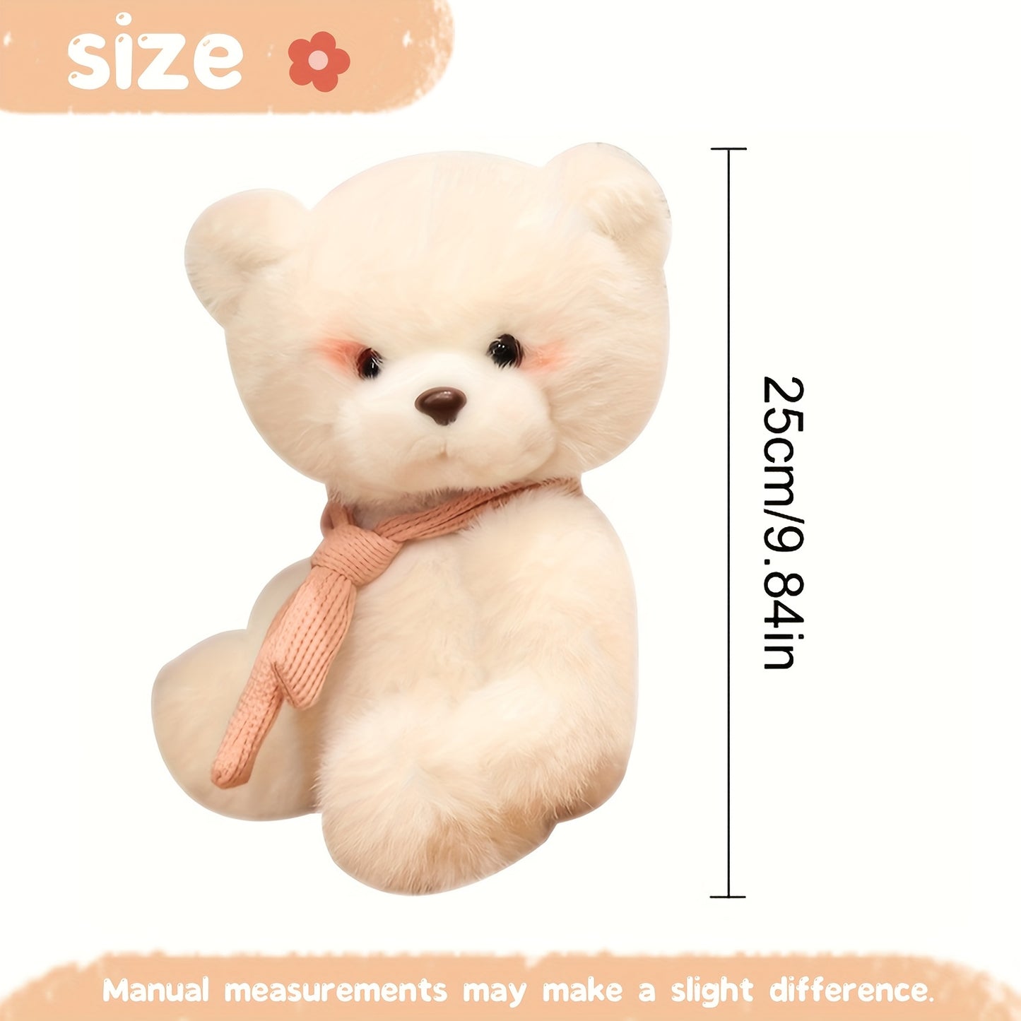 1pc Adorable White Teddy Bear Plush Toy with Colored Scarf - Soft Polyester Fiber, Video Game Theme, Collectible & Gift-Ready Stuffed Animal for Halloween & Christmas, Stuffed Plushies