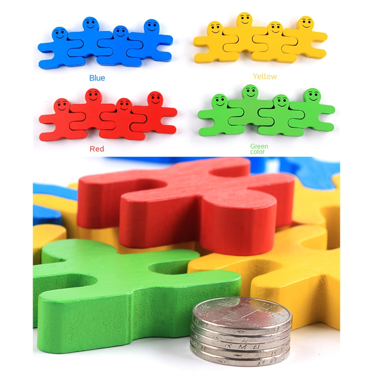 Colorful Wooden Building Blocks Kids Balance Thinking Training Mathematics Games Educational Toys for Children
