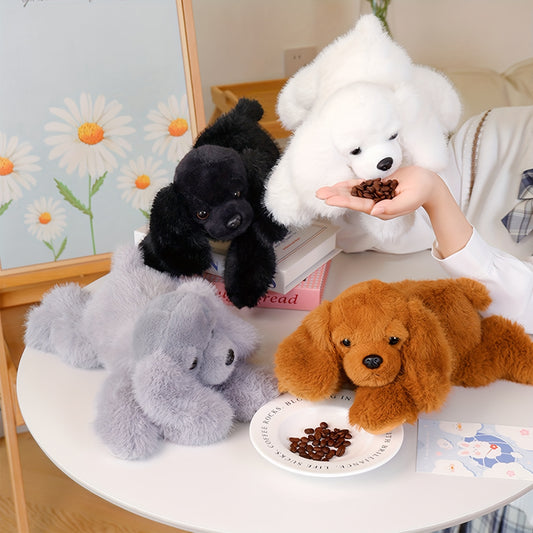 30Cm\u002F11.81In Lying Dog Plush Toy Simulation Planky Dog Doll - Black, White, Brown, Gray Stuffed Animal Soft Kawaii Plushies - Cuddle Pillow, Cute Plushies - Birthday, Valentine'S Day