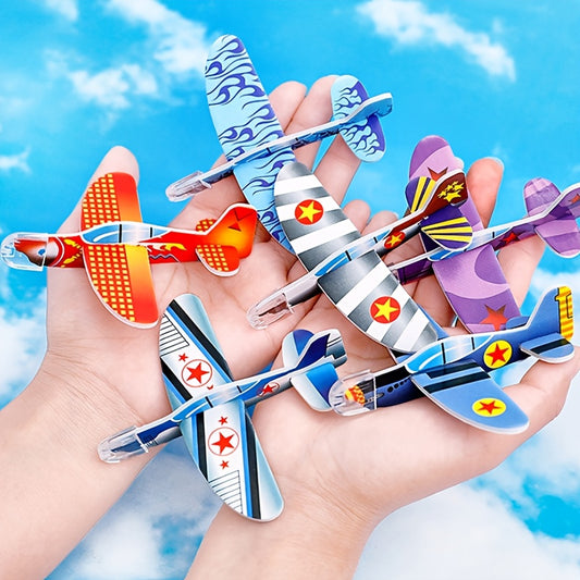 10pcs Mini Foam DIY Puzzle Glider Toy - Hand Thrown Small Plane Aviation Model - Party Reward Gift for Christmas Halloween Thanksgiving