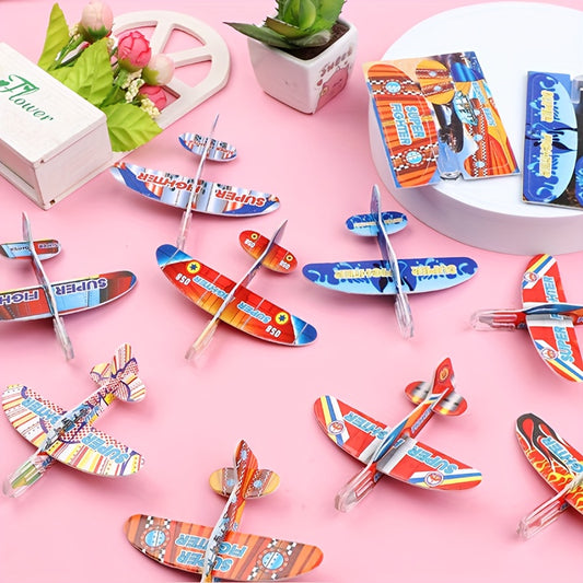 10pcs Mini Foam Airplane Glider Set - Thermoplastic Polyurethane DIY Flying Toys for Party Favors, Classroom Rewards, Christmas, Halloween, Thanksgiving Gifts - Assorted Patterns