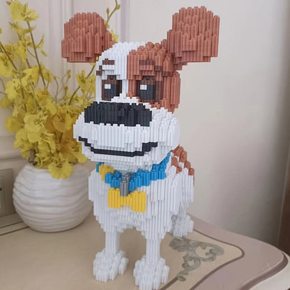 4600pcs Micro Dog Building Blocks Toy - Cute DIY Puzzle with Brown & White Pixelated Design, Interlocking Plastic Bricks for Parties, Gifts, and Creative Fun, Creative Building Toy | Playful Design | Interlocking Pieces