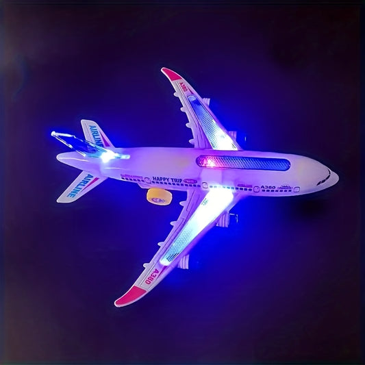 1pc Aeroplane Toy Airbus Electric Universal Plane, Dream Airbus Aviation Model Toy, Color: White, Material: Other Plastic