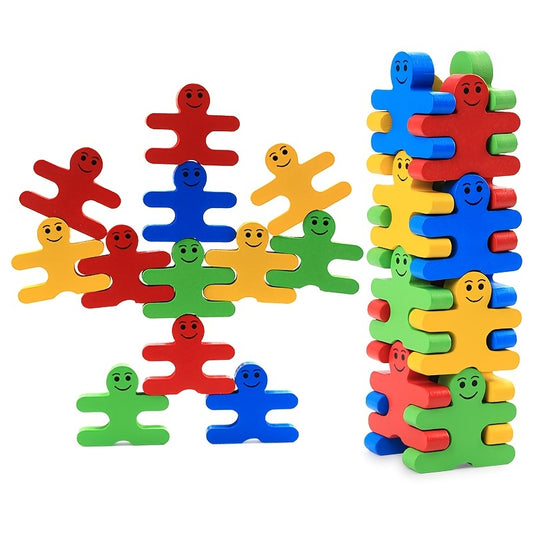 Colorful Wooden Building Blocks Kids Balance Thinking Training Mathematics Games Educational Toys for Children