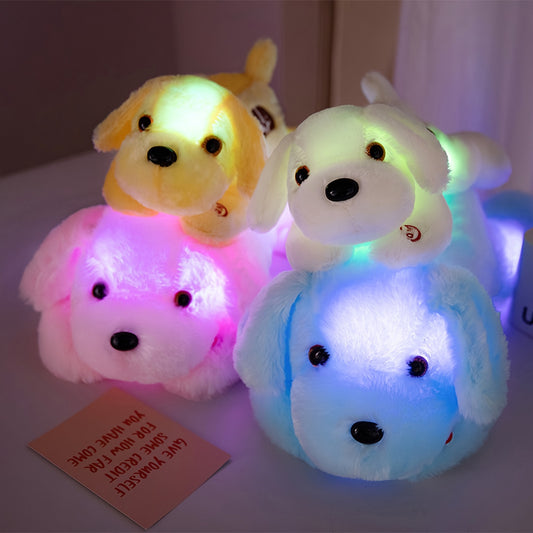 Glowing LED Puppy Plush Toy - Soft Polyester Dog Stuffed Animal with Colorful Lights, Safe for 0-3 Years - Night Comfort Companion, 13.7\