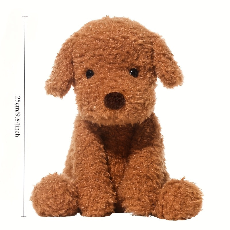 Cute Coffee Brown Plush Puppy Dog Toy, Soft Polyester Stuffed Animal, Ideal Birthday Gift for 0-3 Years Old
