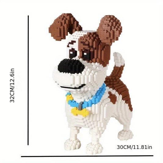 4600pcs Micro Dog Building Blocks Toy - Cute DIY Puzzle with Brown & White Pixelated Design, Interlocking Plastic Bricks for Parties, Gifts, and Creative Fun, Creative Building Toy | Playful Design | Interlocking Pieces