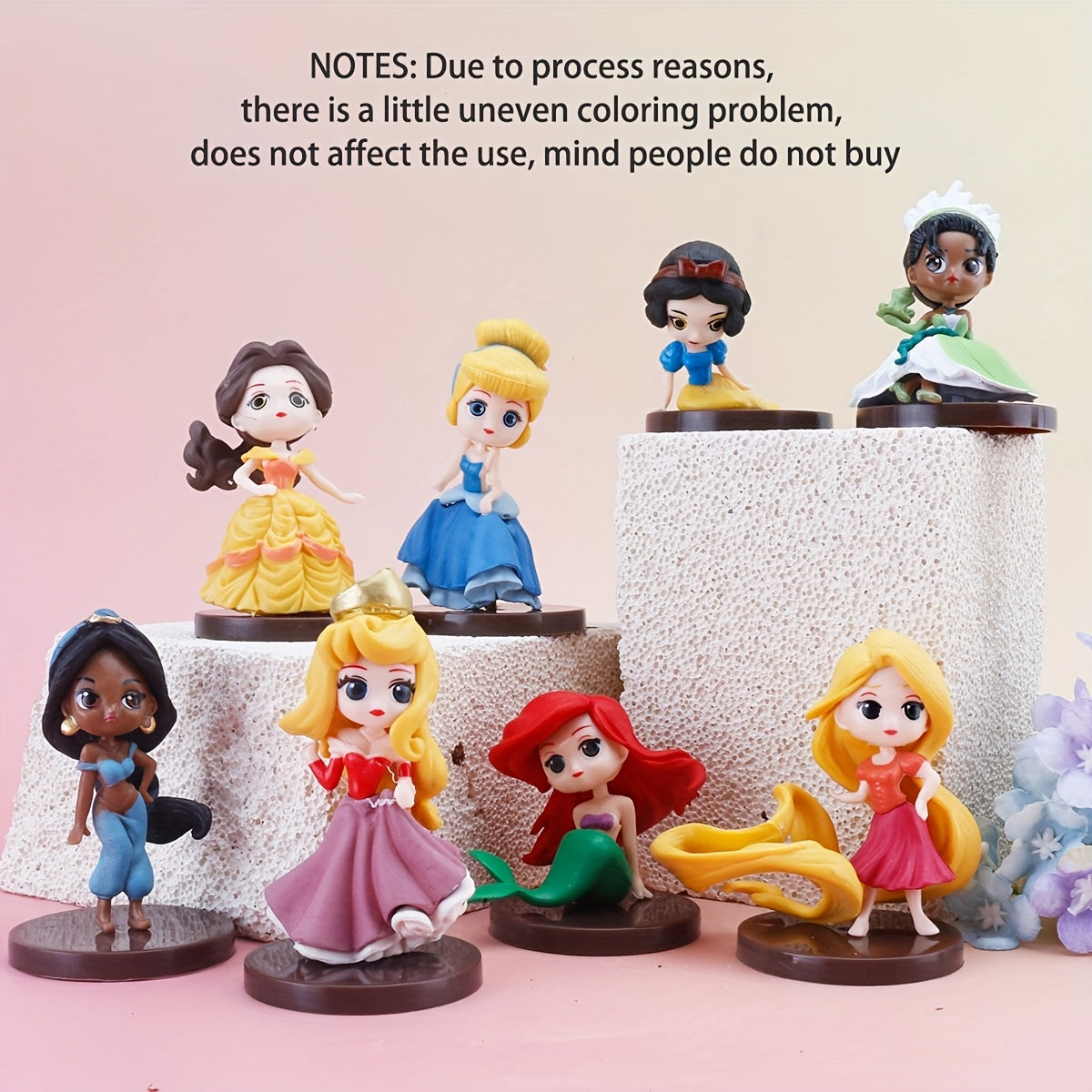 8pcs Disney Princess Figurines Set, 2nd Generation Snow White, Cinderella, Mermaid, Alice - PVC Cartoon Characters, Indoor & Outdoor Decor, Ideal for Christmas, Halloween, Thanksgiving, Mother'S Day, Graduation Gifts