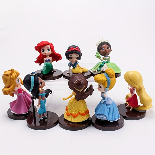 8pcs\u002Fset Cute Pocket Size Princesses Snow White, Mermaid, Cinderella, Belle, Rapunzel, Mermaid, Movable Doll Models, Can Be Used for Home, Car, Desktop Decoration and Gifts