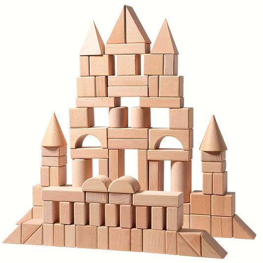 Log Large Particle Assembled Wooden Castle Building Blocks Environmental Educational Puzzle Toy