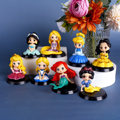 8pcs Princess Series Decoration Set - PVC Dolls, including Snow White, Ariel and more - Perfect for bedroom, desktop or car display - A cute gift for fans