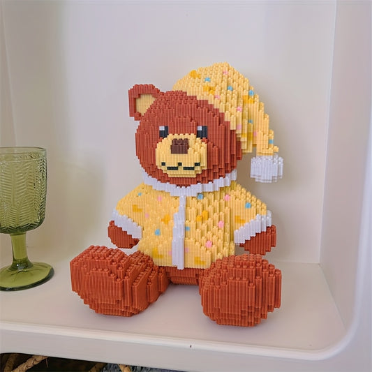 9000pcs Pajamas Teddy Bear Cute Animal Building Blocks Handmade DIY Jigsaw Living Room Tabletop Decoration Boy Girl Birthday Gift Pendant Decoration