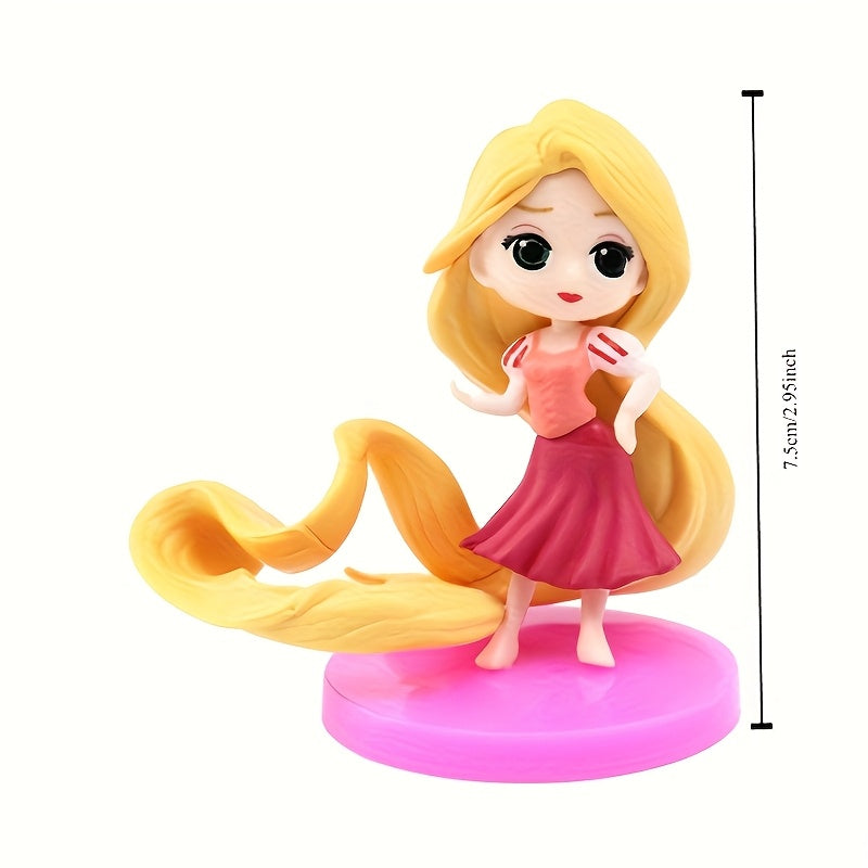 6pcs Frozen series, princess doll model gashapon machine Mystery Box birthday cake decoration, suitable as home decoration and birthday gift