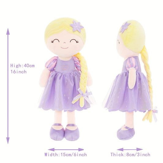 16-Inch Plush Princess Rapun Doll with Lavender Dress, Soft Youngsters Girl Toy, Ideal for Ages 0-3, Perfect Christmas and Birthday Gift for Youngsters, Decorative Holiday Party Item