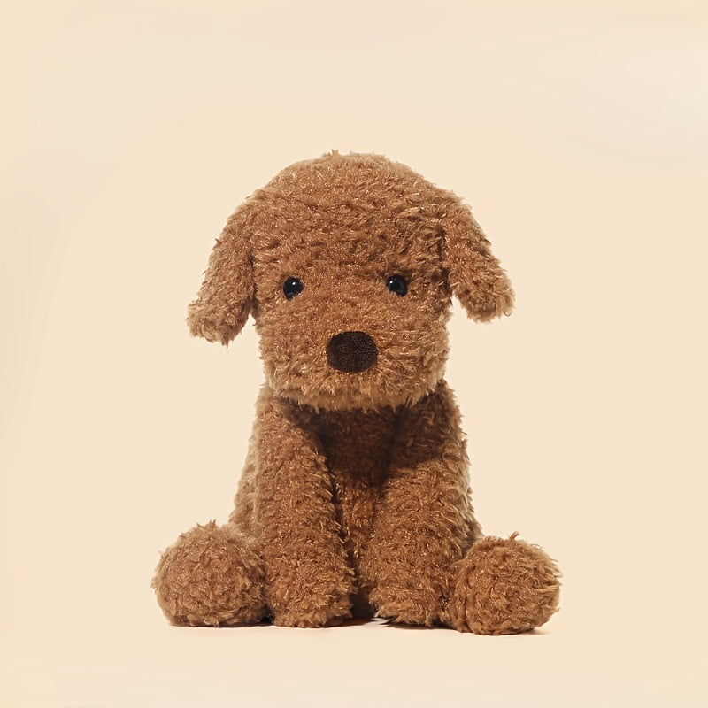 Cute Coffee Brown Plush Puppy Dog Toy, Soft Polyester Stuffed Animal, Ideal Birthday Gift for 0-3 Years Old