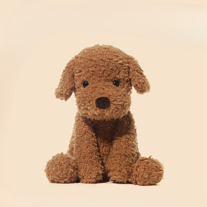 Cute Coffee Brown Plush Puppy Dog Toy, Soft Polyester Stuffed Animal, Ideal Birthday Gift for 0-3 Years Old