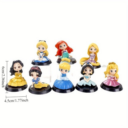 8pcs Princess Series Decoration Set - PVC Dolls, including Snow White, Ariel and more - Perfect for bedroom, desktop or car display - A cute gift for fans