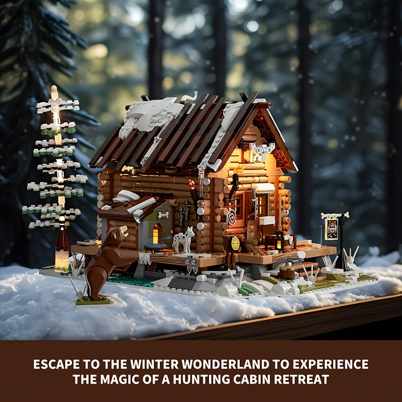 2036pcs Hunting Cabin Building Blocks Playset Creative Ornament Gift, Flexible Movement, Perfect Details, Suitable for Collection, Holiday Gifts, Valentine's Day Gifts
