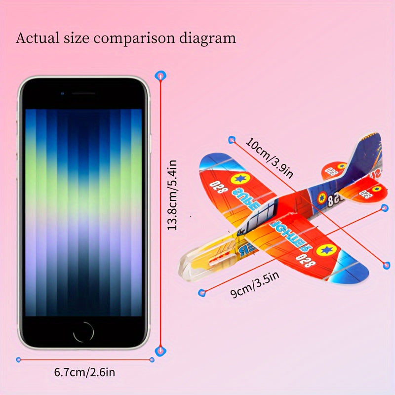 10pcs Mini Foam DIY Puzzle Glider Toy - Hand Thrown Small Plane Aviation Model - Party Reward Gift for Christmas Halloween Thanksgiving