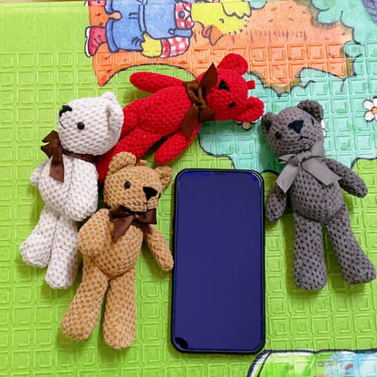 1pc Handmade Crochet Bear Plush Toy, 5.9inch Stuffed Animal Keychain Pendant, Cute Dress-Up Doll Gift for Birthday, Wedding Party Decor - Available in White, Red, Black, Grey, Purple