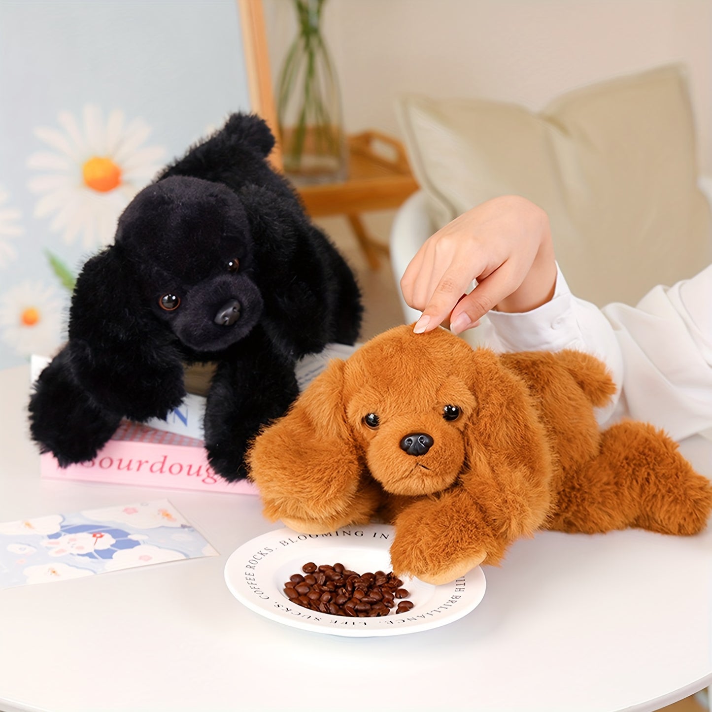 30Cm\u002F11.81In Lying Dog Plush Toy Simulation Planky Dog Doll - Black, White, Brown, Gray Stuffed Animal Soft Kawaii Plushies - Cuddle Pillow, Cute Plushies - Birthday, Valentine'S Day