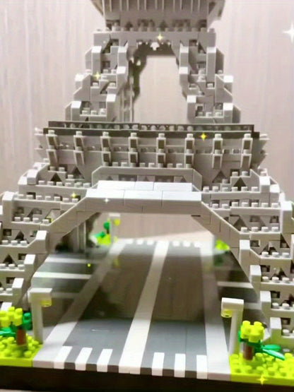 3585pcs Micro Block Set Eiffel Tower, Mixed Color, Made of ABS Material, with Educational Objective of Concentration, for Birthday\u002F Festival Gift