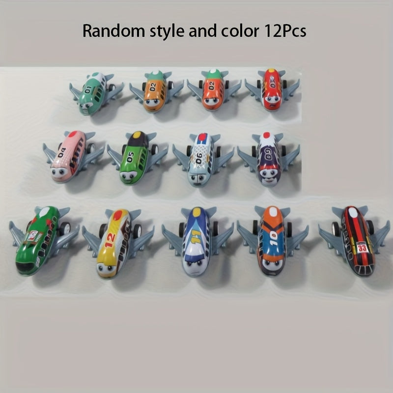 6\u002F12\u002F24 Mini Cartoon Metal Pull-Back Airplane Toys for Birthday Party Gifts, Carnival Gifts, School Rewards, Piñata Fillers, And Gift Bags.