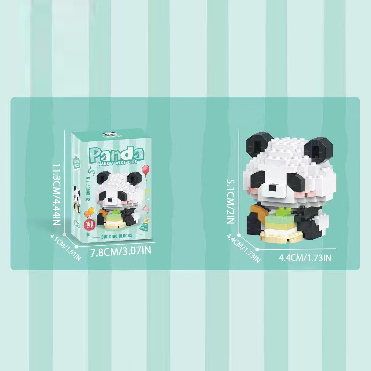 12pcs Cute Panda Building Blocks for Kids Ideal Birthday & Holiday Gift, Adorable DIY Wooden Desk Ornaments