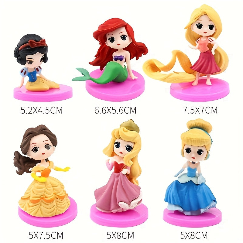 6pcs Frozen series, princess doll model gashapon machine Mystery Box birthday cake decoration, suitable as home decoration and birthday gift