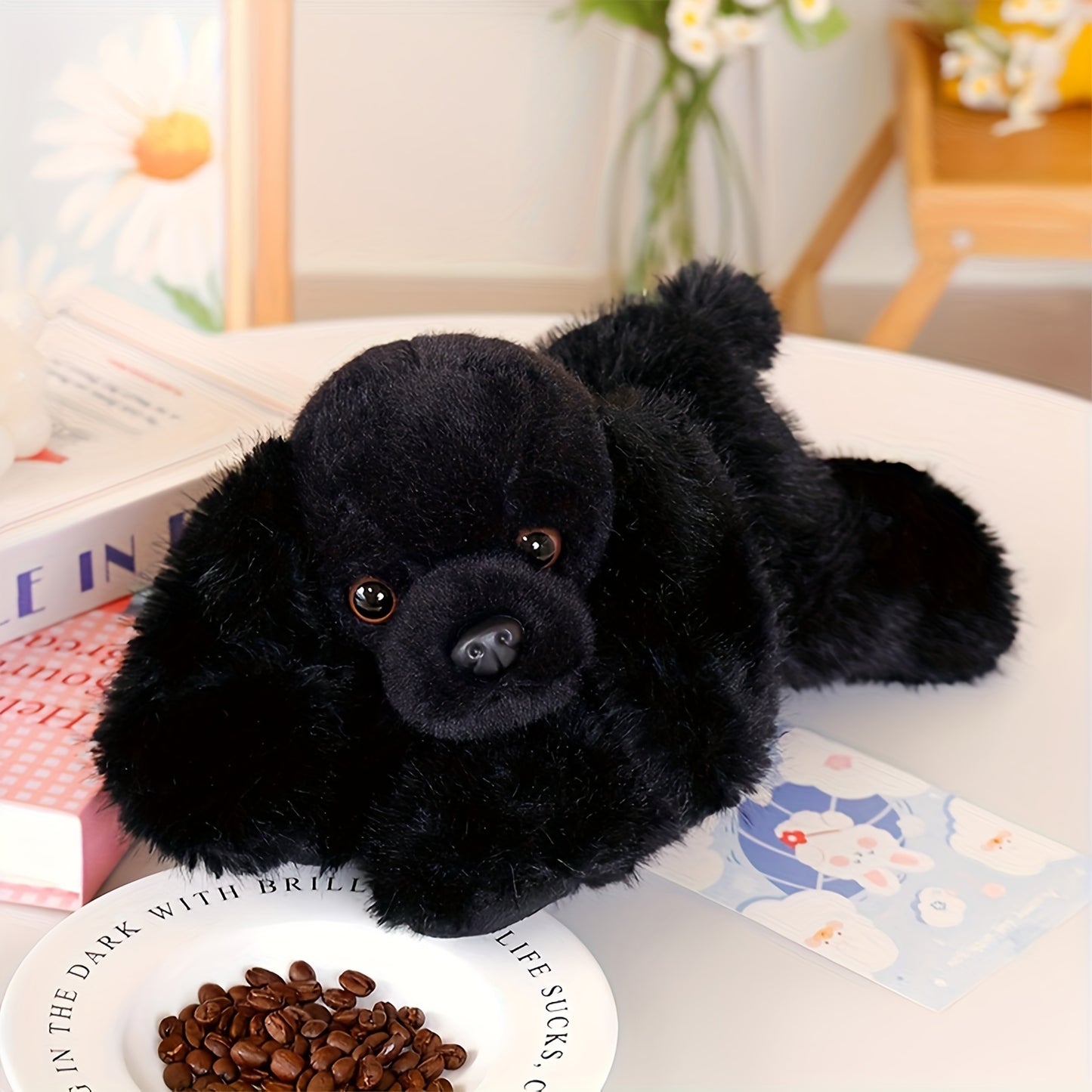 30Cm\u002F11.81In Lying Dog Plush Toy Simulation Planky Dog Doll - Black, White, Brown, Gray Stuffed Animal Soft Kawaii Plushies - Cuddle Pillow, Cute Plushies - Birthday, Valentine'S Day