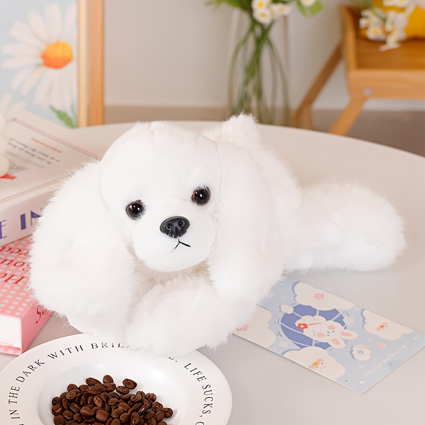 30Cm\u002F11.81In Lying Dog Plush Toy Simulation Planky Dog Doll - Black, White, Brown, Gray Stuffed Animal Soft Kawaii Plushies - Cuddle Pillow, Cute Plushies - Birthday, Valentine'S Day