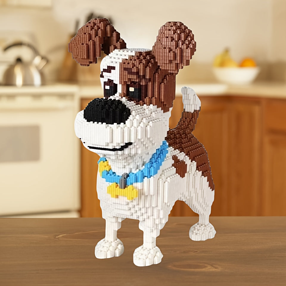4600pcs Micro Dog Building Blocks Toy - Cute DIY Puzzle with Brown & White Pixelated Design, Interlocking Plastic Bricks for Parties, Gifts, and Creative Fun, Creative Building Toy | Playful Design | Interlocking Pieces